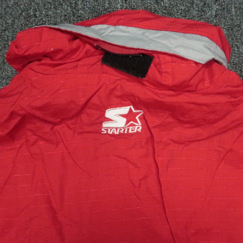 VINTAGE Ohio State Buckeyes Jacket Mens XL Red Starter 90s Pullover Anorak Lined - Picture 9 of 14